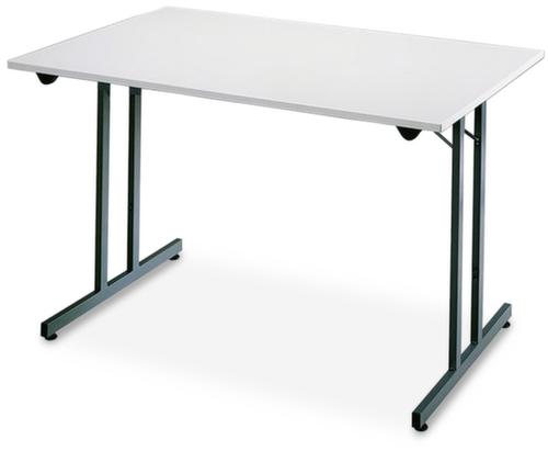 Stapelbare multifunctionele klaptafel, breedte x diepte 1400 x 700 mm, plaat lichtgrijs