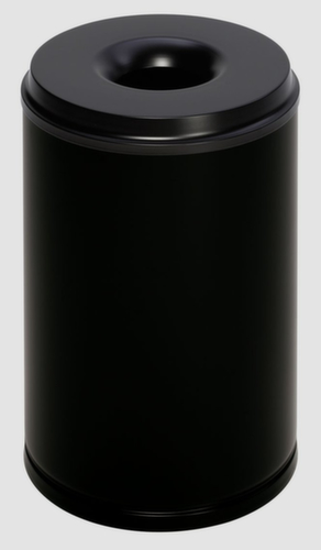 VAR Prullenmand met bluskop, 50 l, RAL9005 gitzwart, bovendeel zwart  L
