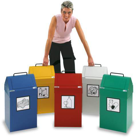 stumpf Brandvertragende container voor recyclebaar materiaal, 45 l, RAL6024 verkeersgroen, deksel RAL6024 verkeersgroen  L