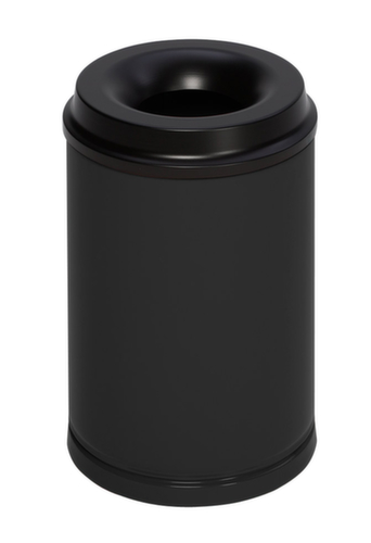 VAR Prullenmand met bluskop, 15 l, RAL9005 gitzwart, bovendeel zwart  L