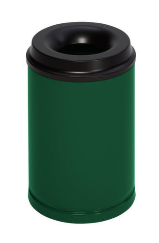 VAR Prullenmand met bluskop, 15 l, RAL6001 smaragdgroen, bovendeel zwart  L
