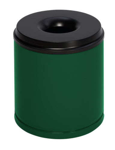 VAR Prullenmand met bluskop, 30 l, RAL6001 smaragdgroen, bovendeel zwart  L