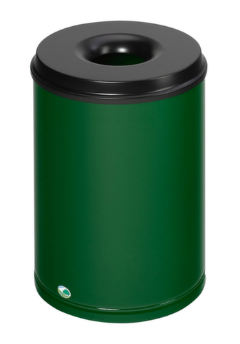 VAR Prullenmand met bluskop, 50 l, RAL6001 smaragdgroen, bovendeel zwart  L