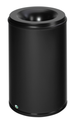 VAR Prullenmand met bluskop, 110 l, RAL9005 gitzwart, bovendeel zwart  L