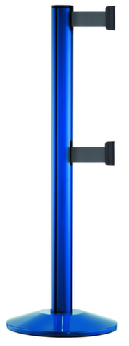Afbakeningssysteem CLASSIC DOUBLE met 2 afzetbanden en paal, lengte afzetlint 2,3 m, paal blauw