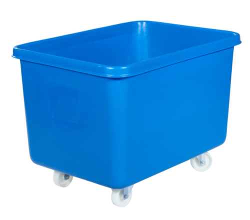 Mobiele rechthoekige container voedselveilig + versterkte basis, inhoud 340 l, blauw  L