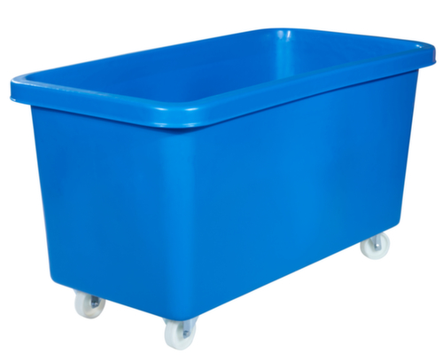 Mobiele rechthoekige container voedselveilig + versterkte basis, inhoud 450 l, blauw  L