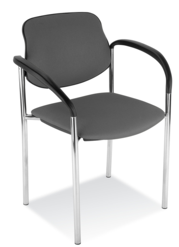 Nowy Styl 6-hoog stapelbare bezoekersstoel Style met bekleding, zitting kunstleer, antraciet  L