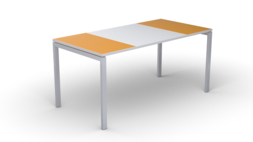 Schrijfkitsch easyDesk in bicolor-look, 4-voetonderstel, breedte 1400 mm, oranje/wit/wit  L