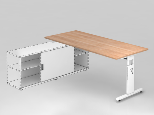 Aanbouwtafel voor sideboard, breedte x diepte 1800 x 800 mm, plaat notenboom