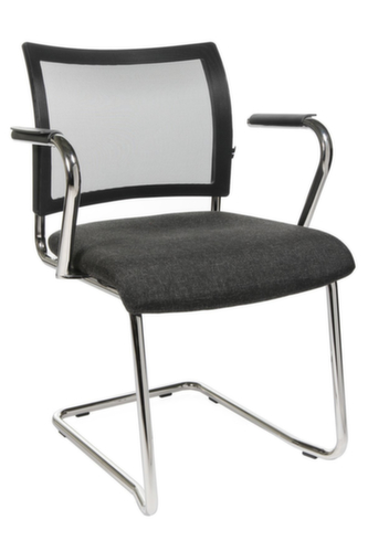 Topstar Bezoekersstoel met sledeframe Visit 20 met netrug, zitting stof (100% polypropyleen), antraciet  L