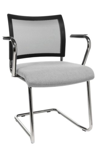 Topstar Bezoekersstoel met sledeframe Visit 20 met netrug, zitting stof (100% polypropyleen), lichtgrijs  L