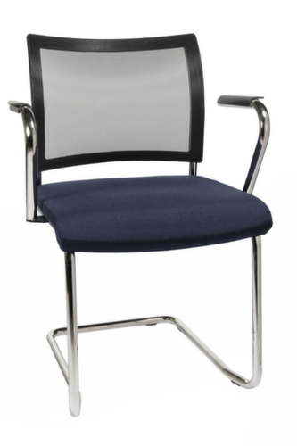 Topstar Bezoekersstoel met sledeframe Visit 20 met netrug, zitting stof (100% polypropyleen), donkerblauw  L