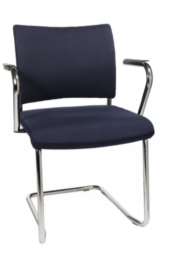Topstar Beklede bezoekersstoel met sledeframe Visit 20, zitting stof (100% polypropyleen), donkerblauw  L