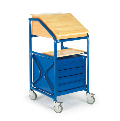 Rollcart Verrijdbaar bureau met laden, RAL5010 gentiaanblauw  L