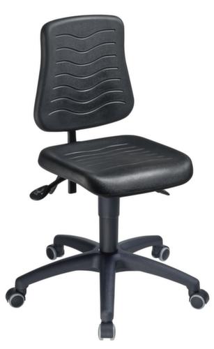 meychair Werkplaatsstoel Workster Allround met zithoekverstelling, zitting PU-schuim zwart, met dubbele wielen voor harde vloeren (lastafhankelijk geremd)  L