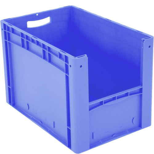 Euronorm zichtbare opslagcontainer met toegangsopening, blauw, HxLxB 420x600x400 mm  L