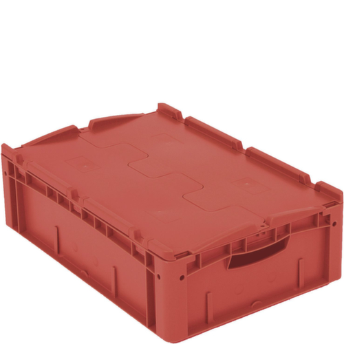 Euronorm-stapelbakken, rood, inhoud 32 l, Tweedelig scharnierdeksel  L