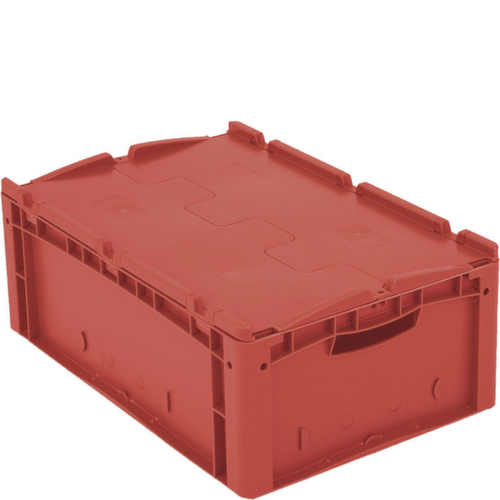 Euronorm-stapelbakken, rood, inhoud 43 l, Tweedelig scharnierdeksel  L