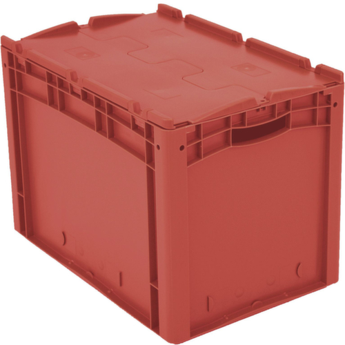 Euronorm-stapelbakken, rood, inhoud 84 l, Tweedelig scharnierdeksel  L