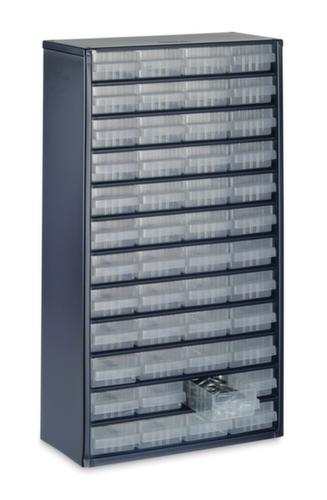 raaco robuuste transparante magazijnbak 1248-01 met metalen frame, 48 lade(n), donkerblauw/transparant  L