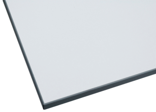 Aanbouwtafel voor montagetafel met zwaar onderstel, breedte x diepte 1000 x 750 mm, plaat lichtgrijs  L