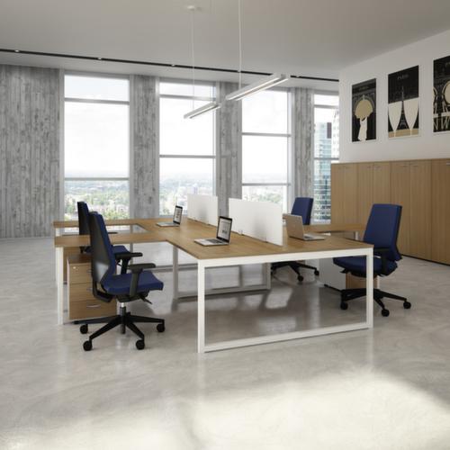 Quadrifoglio In hoogte verstelbare aanbouwtafel Practika voor benchtafel met 4-voetonderstel, breedte x diepte 1600 x 1600 mm, plaat wit  L