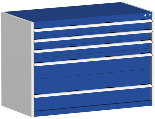 bott Ladekast cubio oppervlak 1300 x 650 mm, 5 lade(n), RAL7035 lichtgrijs/RAL5010 gentiaanblauw