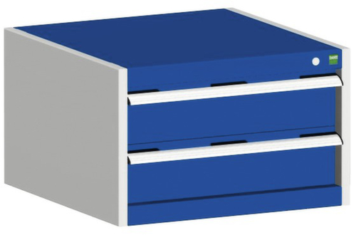 bott Ladekast cubio oppervlak 650 x 650 mm, 2 lade(n), RAL7035 lichtgrijs/RAL5010 gentiaanblauw