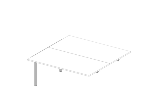 Quadrifoglio In hoogte verstelbare aanbouwtafel Practika voor benchtafel met 4-voetonderstel, breedte x diepte 1600 x 1600 mm, plaat wit