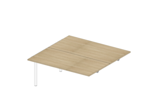 Quadrifoglio Aanbouwtafel Practika voor benchtafel met 4-voetonderstel, breedte x diepte 1600 x 1600 mm, plaat eiken