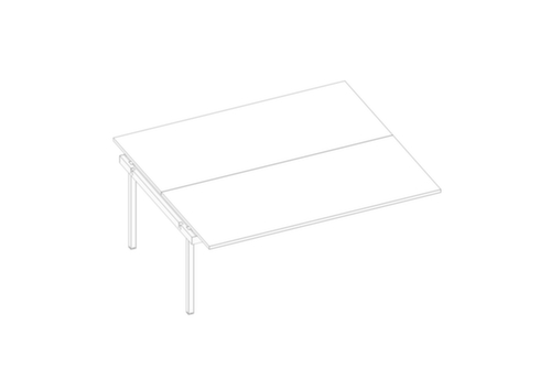 Quadrifoglio In hoogte verstelbare aanbouwtafel Practika voor benchtafel met 4-voetonderstel, breedte x diepte 1800 x 1600 mm, plaat wit