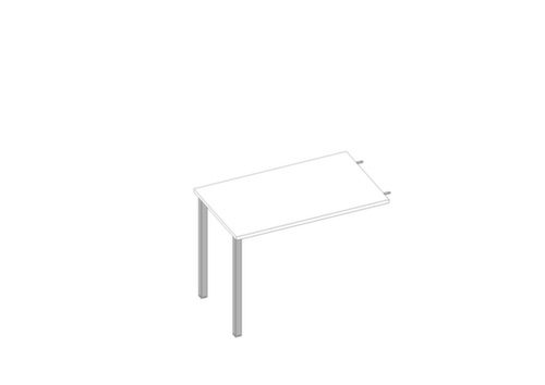 Quadrifoglio In hoogte verstelbare aanbouwtafel Practika voor bureau met 4-voetonderstel, breedte x diepte 1000 x 600 mm, plaat wit