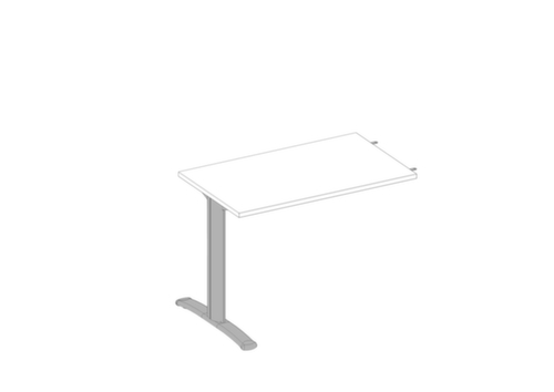 Quadrifoglio Aanbouwtafel Practika voor bureau met C-voetonderstel, breedte x diepte 1000 x 600 mm, plaat wit