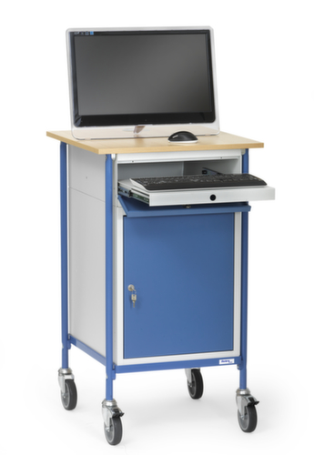 fetra Mobiel bureau met PC-apparatuur, RAL5007 briljantblauw/RAL5007 briljantblauw  L