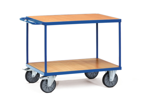 fetra Zware tafelwagen Houten planken met rand 1000x700 mm, draagvermogen 600 kg, 2 etages
