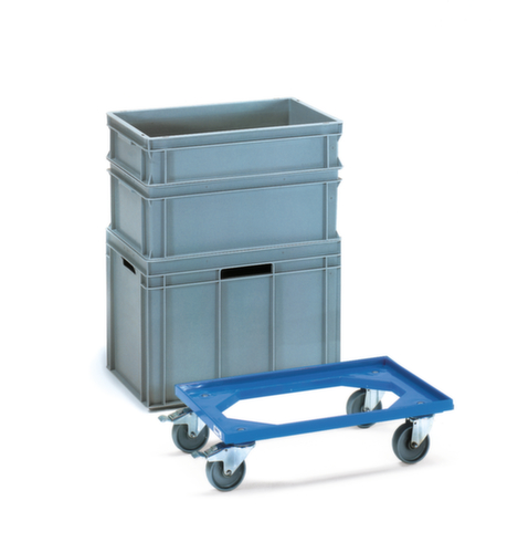 fetra Transportrol voor Euonorm containers met open hoek frame, draagvermogen 250 kg, RAL5007 briljantblauw  L