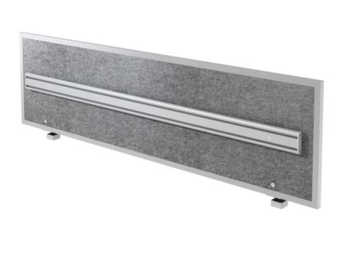 Geluidabsorberende tafelscheidingswand ATO 18 met aluminium frame en organisatierail, hoogte x breedte 500 x 1795 mm, wand grijs gemêleerd  L
