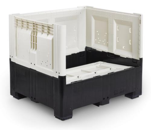 Scharnierende palletbox High Cube met klep, 3 sleden, lengte x breedte 1200 x 1000 mm  L