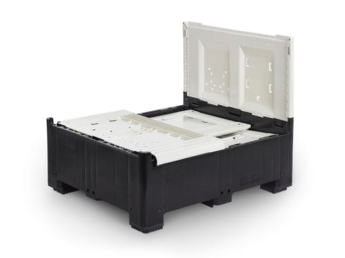 Scharnierende palletbox High Cube met klep, 3 sleden, lengte x breedte 1200 x 1000 mm  L