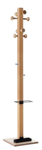 Paperflow Staande kapstok easyCloth Wood Range Modell <C> van hout met parapluhouder, met 8/2 haken, beuken/zwart  L