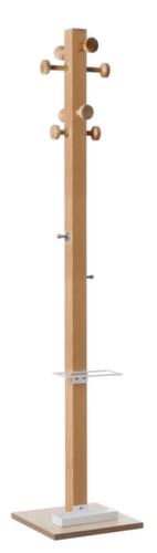 Paperflow Staande kapstok easyCloth Wood Range Modell <C> van hout met parapluhouder, met 8/2 haken, beuken/wit  L