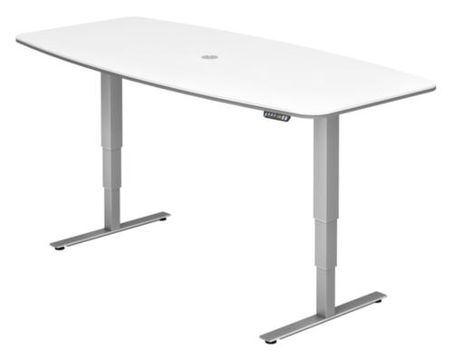 Elektrisch in hoogte verstelbare vergadertafel met geheugenfunctie, breedte x diepte 2200 x 1030 mm, plaat wit  L