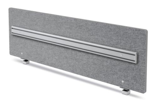 Geluidabsorberende tafelscheidingswand met organisatierail, hoogte x breedte 500 x 1600 mm, wand grijs gemêleerd  L