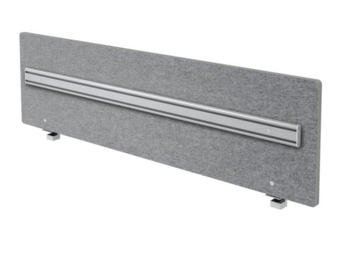 Geluidabsorberende tafelscheidingswand met organisatierail, hoogte x breedte 500 x 1800 mm, wand grijs gemêleerd  L