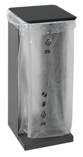 stumpf Vuilniszakstandaard HM 75, voor 75-liter-zakken, grijs-aluminiumkleurig, deksel RAL7016 antracietgrijs