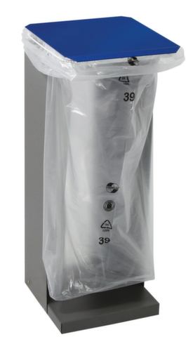 stumpf Vuilniszakstandaard HM 75, voor 75-liter-zakken, grijs-aluminiumkleurig, deksel RAL5010 gentiaanblauw