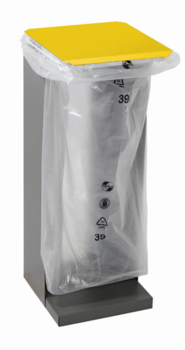 stumpf Vuilniszakstandaard HM 75, voor 75-liter-zakken, grijs-aluminiumkleurig, deksel RAL1003 signaalgeel
