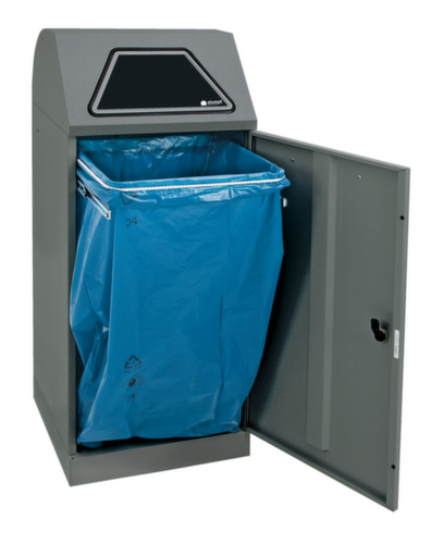 stumpf Recycleerbaar materiaal container Modul-Vario 120 antraciet + zelfsluitende toegangsklep, 120 l, grijs-aluminiumkleurig, deksel grijs-aluminiumkleurig  L