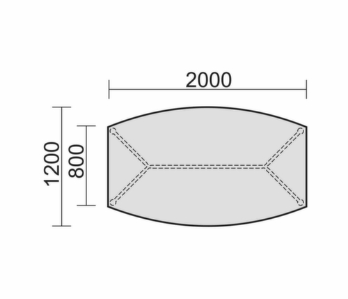 Gera Vergadertafel Basis, breedte x diepte 2000 x 800 mm, plaat lichtgrijs  L